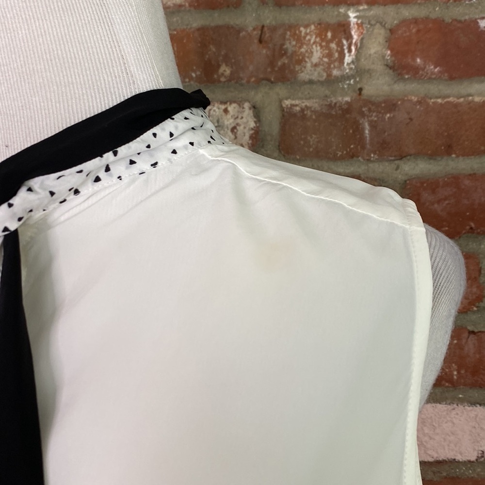 7 FOR ALL MANKIND Ivory Black Contrast Neck Tie Sleeveless Top size small - Picture 4 of 11